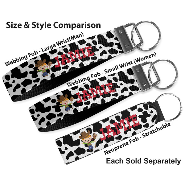 Cowprint w/Cowboy Multiple Key Ring comparison sizes