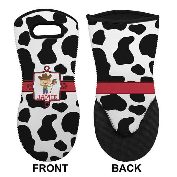 Cowprint w/Cowboy Neoprene Oven Mitt (Front & Back)