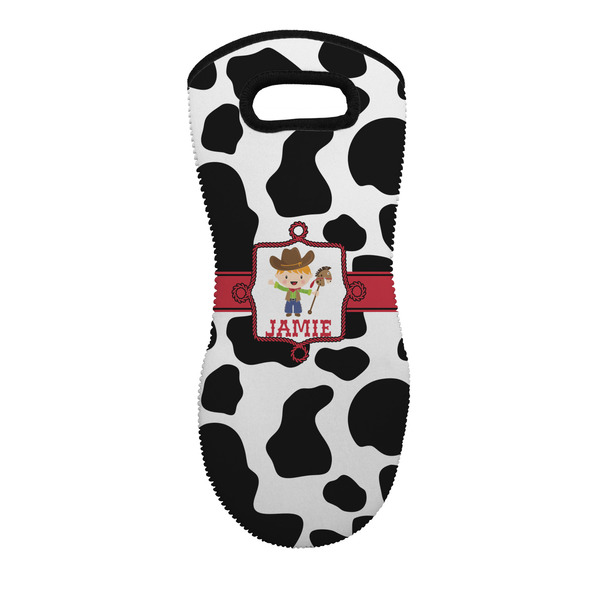 Custom Cowprint w/Cowboy Neoprene Oven Mitt w/ Name or Text