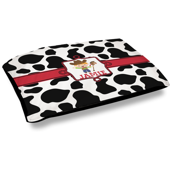 Custom Cowprint w/Cowboy Outdoor Dog Bed - Large (Personalized)