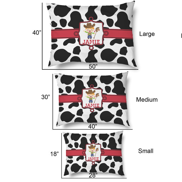 Cowprint w/Cowboy Outdoor Dog Beds - SIZE CHART