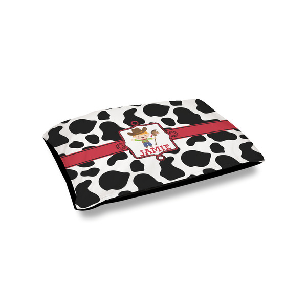 Custom Cowprint w/Cowboy Outdoor Dog Bed - Small (Personalized)