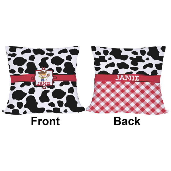 Cowprint w/Cowboy Outdoor Pillow - 16x16