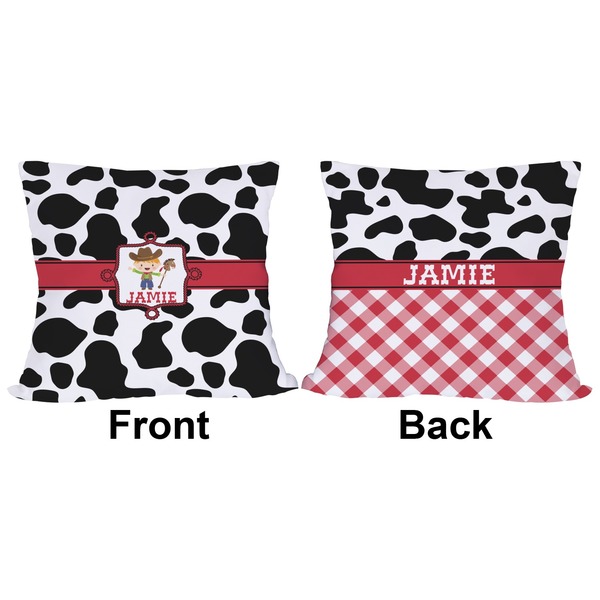 Cowprint w/Cowboy Outdoor Pillow - 18x18