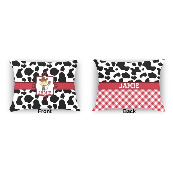 Cowprint w/Cowboy  Outdoor Rectangular Throw Pillow (Front and Back)