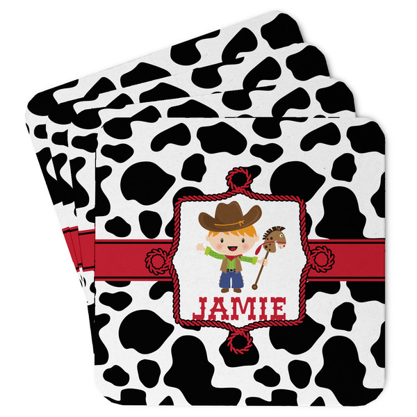 Custom Cowprint w/Cowboy Paper Coasters w/ Name or Text