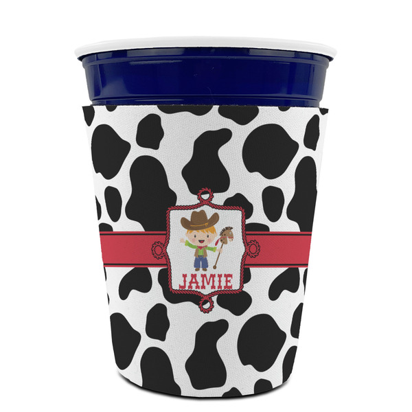 Cowprint w/Cowboy Party Cup Sleeves - without bottom - FRONT (on cup)