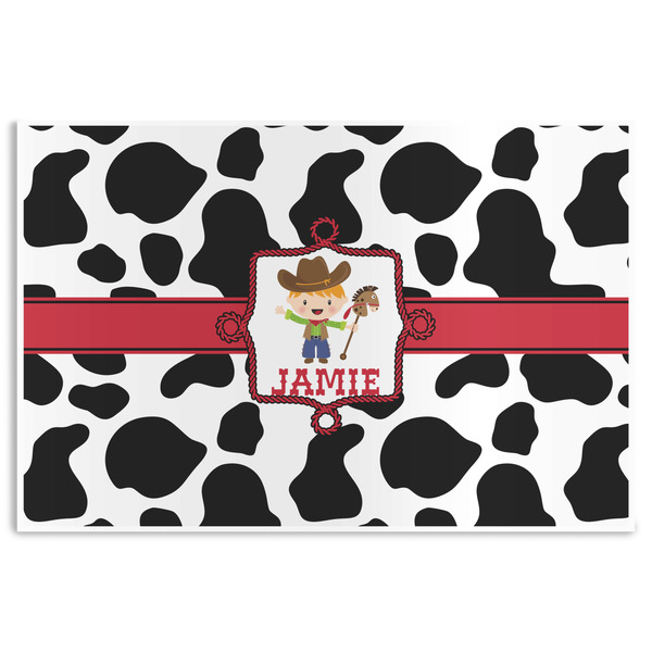 Custom Cowprint w/Cowboy Disposable Paper Placemats (Personalized)