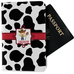 Cowprint w/Cowboy Passport Holder - Fabric (Personalized)