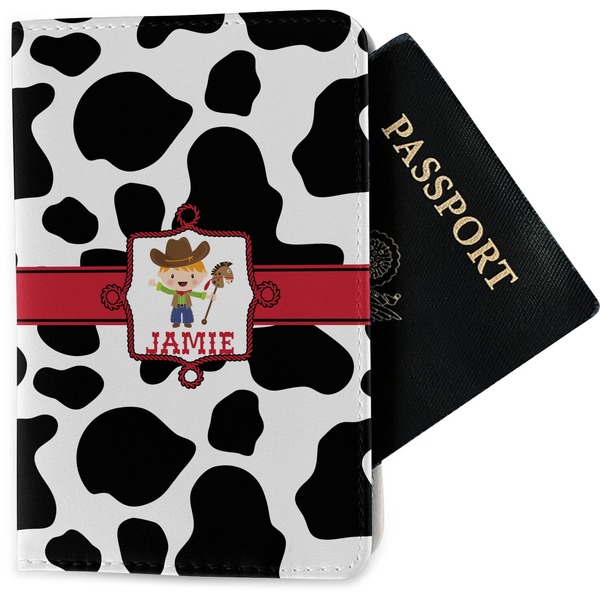 Custom Cowprint w/Cowboy Passport Holder - Fabric (Personalized)