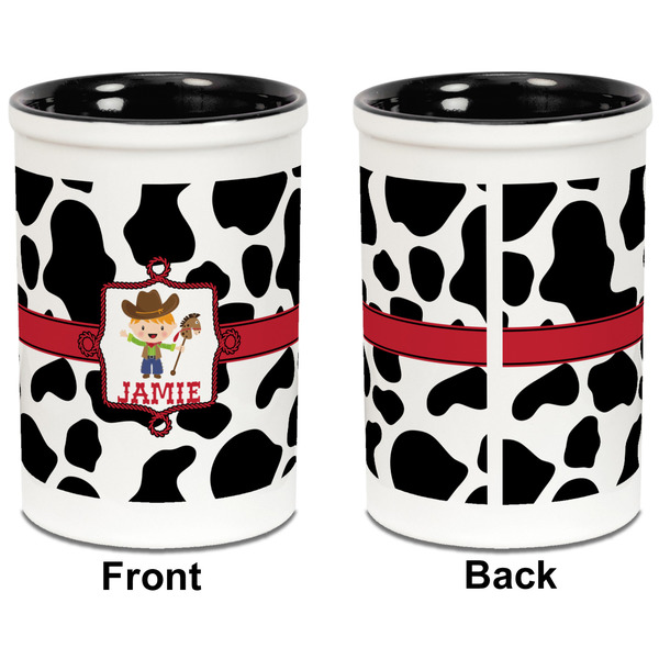 Cowprint w/Cowboy Pencil Holder - Black - approval