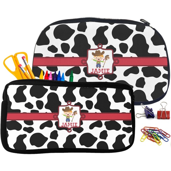 Cowprint w/Cowboy Pencil / School Supplies Bags Small and Medium