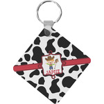 Cowprint w/Cowboy Diamond Plastic Keychain w/ Name or Text