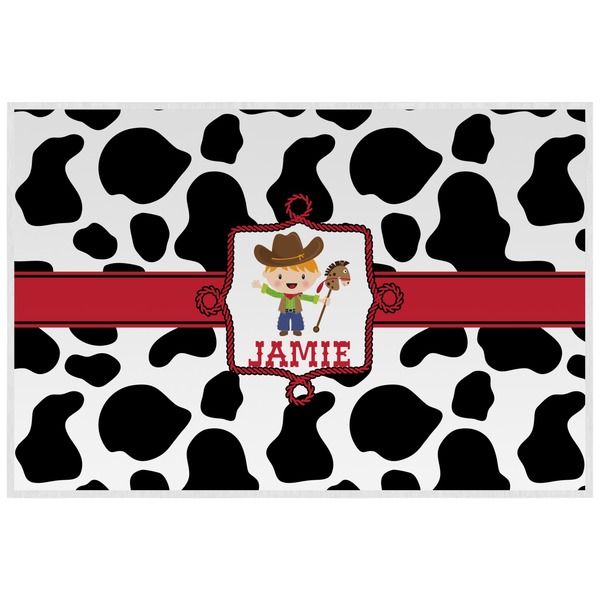 Custom Cowprint w/Cowboy Laminated Placemat w/ Name or Text