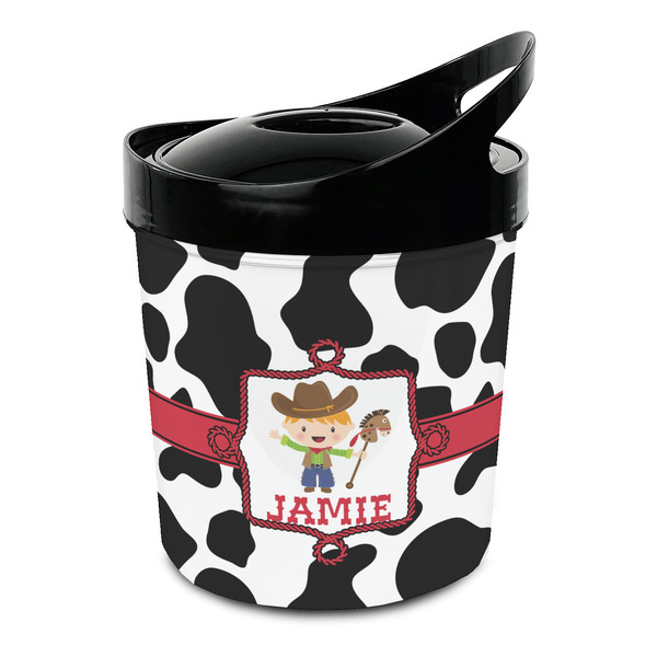 Custom Cowprint w/Cowboy Plastic Ice Bucket (Personalized)