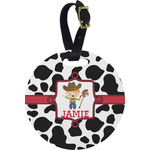 Cowprint w/Cowboy Plastic Luggage Tag - Round (Personalized)