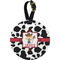 Cowprint w/Cowboy Plastic Luggage Tag - Round (Personalized)