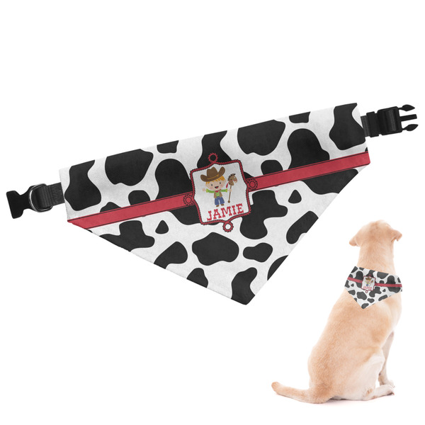 Custom Cowprint w/Cowboy Dog Bandana - Large (Personalized)