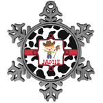 Cowprint w/Cowboy Vintage Snowflake Ornament (Personalized)