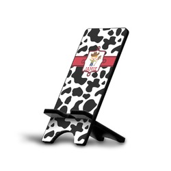 Cowprint w/Cowboy Cell Phone Stand (Small) (Personalized)