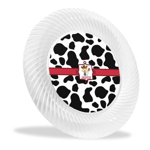 Custom Cowprint w/Cowboy Plastic Party Dinner Plates - 10" (Personalized)