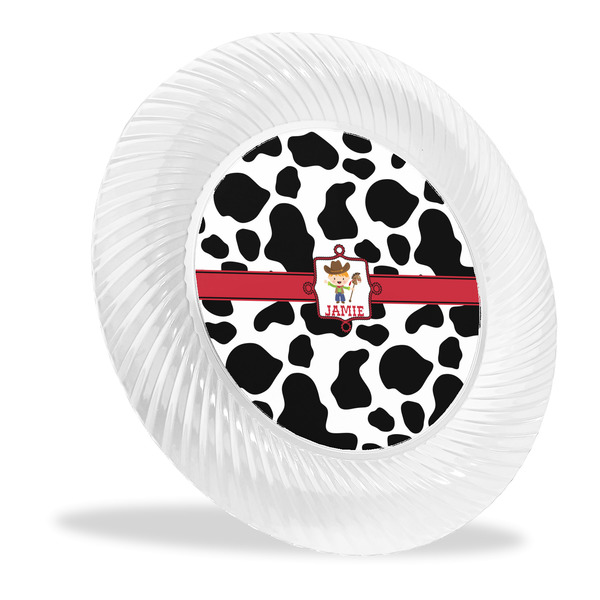 Custom Cowprint w/Cowboy Plastic Party Dinner Plates - 10" (Personalized)