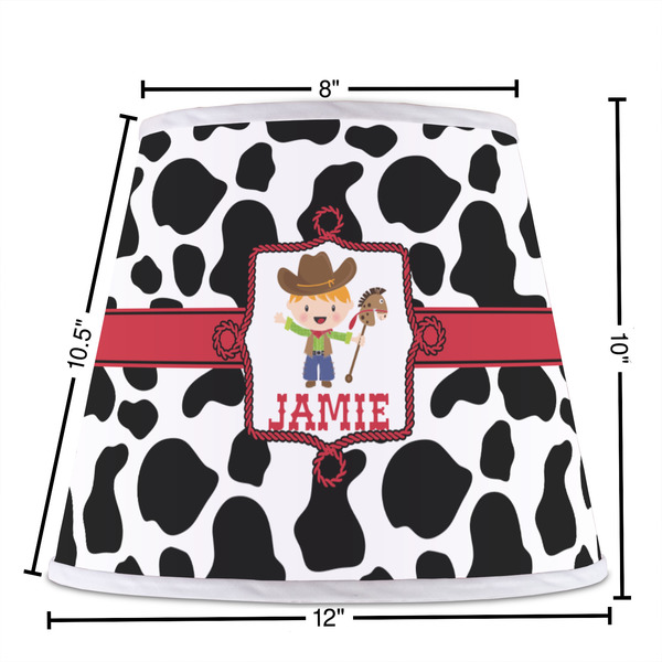 Cowprint w/Cowboy Poly Film Empire Lampshade - Dimensions