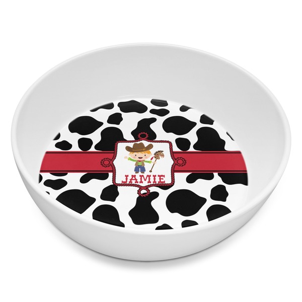 Custom Cowprint w/Cowboy Melamine Bowl - 8 oz (Personalized)