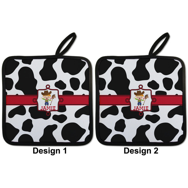 Cowprint w/Cowboy Pot Holders - Set of 2 APPROVAL
