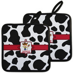 Cowprint w/Cowboy Pot Holders - Set of 2 w/ Name or Text