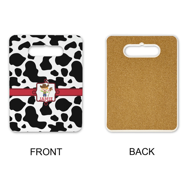 Cowprint w/Cowboy Rectangle Trivet with Handle - APPROVAL