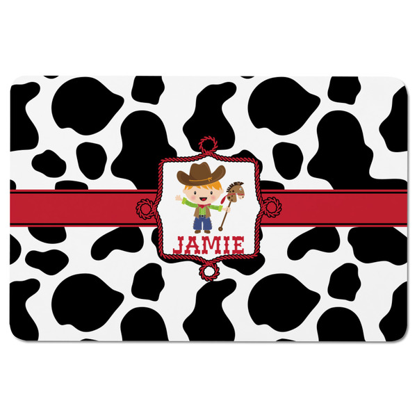 Cowprint w/Cowboy Rectangular Fridge Magnet - FRONT