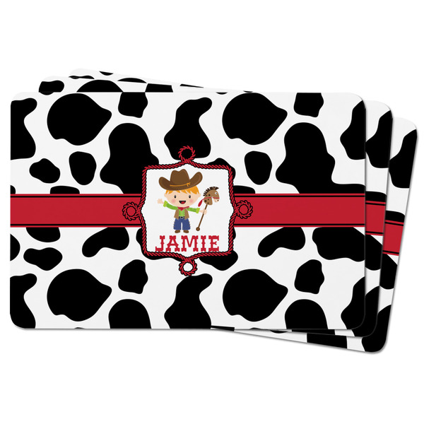 Cowprint w/Cowboy Rectangular Fridge Magnet - THREE