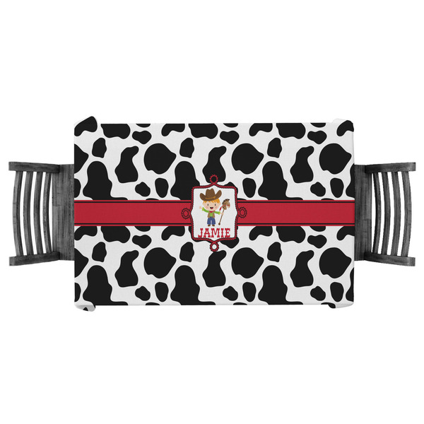 Custom Cowprint w/Cowboy Tablecloth - 58"x58" (Personalized)