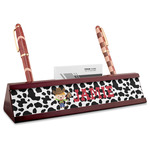 Cowprint w/Cowboy Red Mahogany Nameplate with Business Card Holder (Personalized)