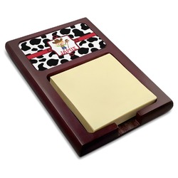 Cowprint w/Cowboy Red Mahogany Sticky Note Holder (Personalized)