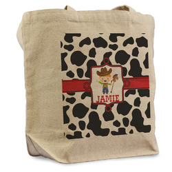 Cowprint w/Cowboy Reusable Cotton Grocery Bag (Personalized)