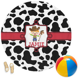 Cowprint w/Cowboy Round Beach Towel (Personalized)
