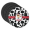 Cowprint w/Cowboy Round Rubber Backed Coasters - Set of 4 (Personalized)