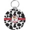 Cowprint w/Cowboy Round Plastic Keychain (Personalized)