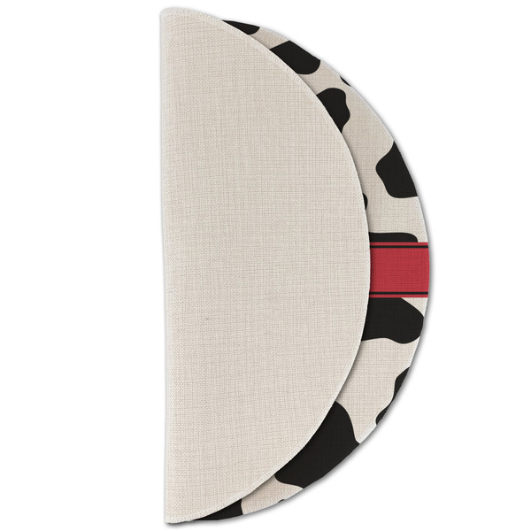 Cowprint w/Cowboy Round Linen Placemats - HALF FOLDED (single sided)