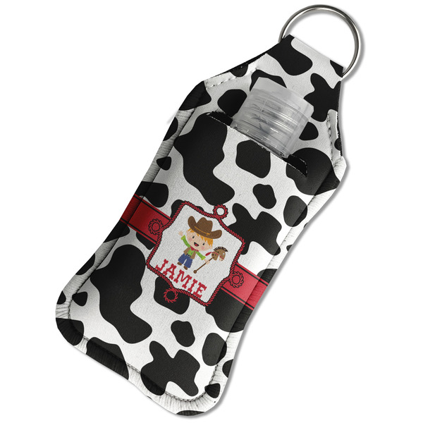 Cowprint w/Cowboy Sanitizer Holder Keychain - Large in Case