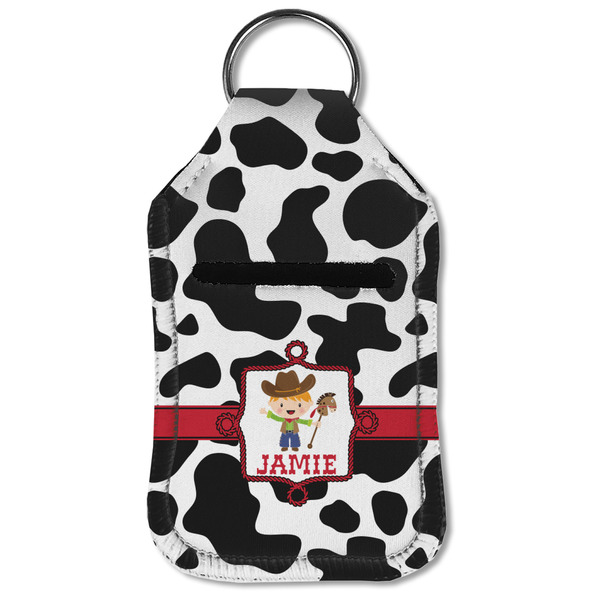 Cowprint w/Cowboy Sanitizer Holder Keychain - Small (Front Flat)