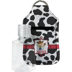 Cowprint w/Cowboy Hand Sanitizer & Keychain Holder - Small (Personalized)