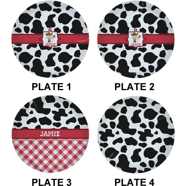Cowprint w/Cowboy Set of Lunch / Dinner Plates (Approval)
