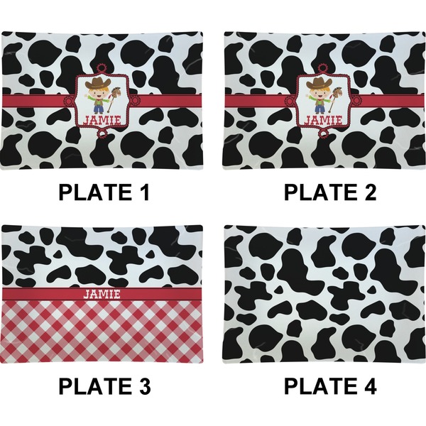 Cowprint w/Cowboy Set of Rectangular Appetizer / Dessert Plates (Approval)