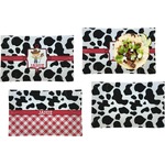 Cowprint w/Cowboy Set of 4 Glass Rectangular Lunch / Dinner Plate (Personalized)