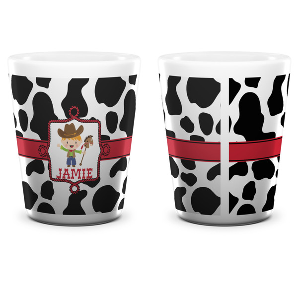Cowprint w/Cowboy Shot Glass - White - APPROVAL