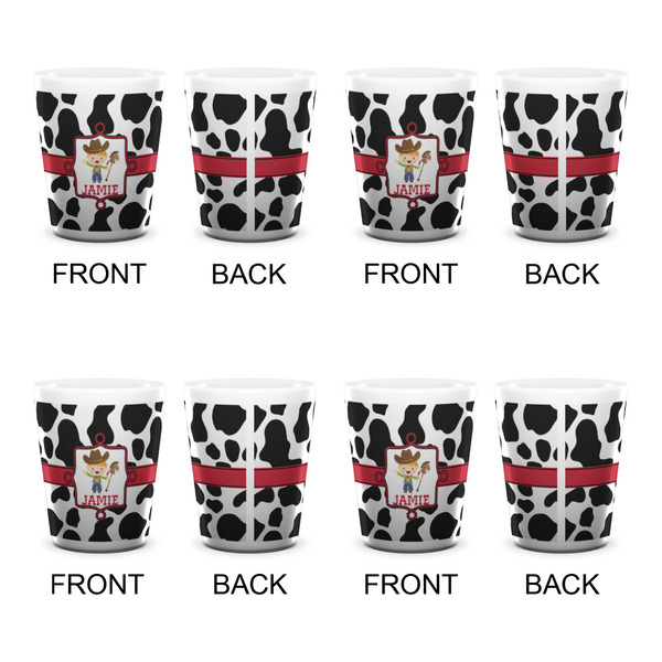 Cowprint w/Cowboy Shot Glass - White - Set of 4 - APPROVAL