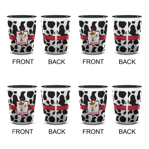 Cowprint w/Cowboy Shot Glassess - Two Tone - Set of 4 - APPROVAL